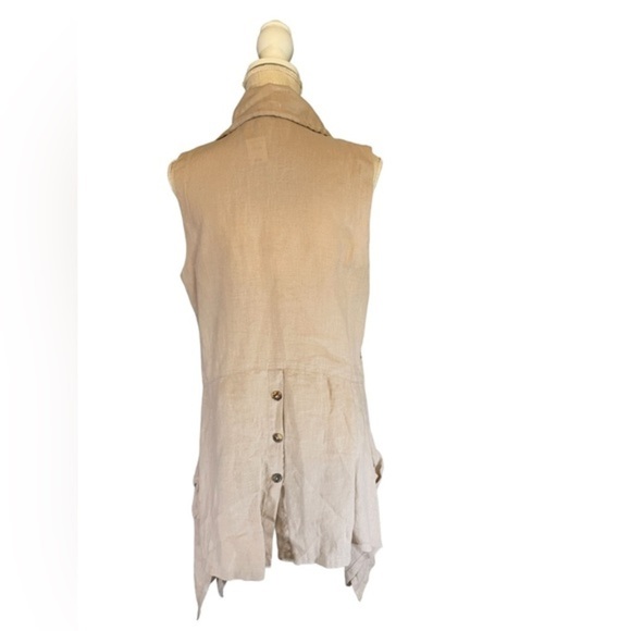 I.C. Collection by Connie K Lagenlook Asymmetrical Hem Tie Pocket Linen Dress - Picture 8 of 10